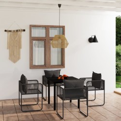 Ensemble à manger de jardin 5 pcs Noir 