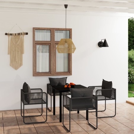 Ensemble à manger de jardin 5 pcs Noir 