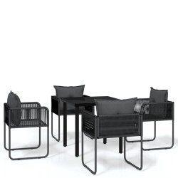 Ensemble à manger de jardin 5 pcs Noir 