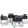 Ensemble à manger de jardin 5 pcs Noir 