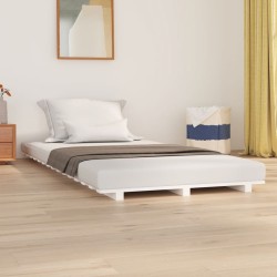 Cadre de lit sans matelas blanc 75x190 cm bois de pin massif 
