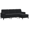 Canapé à 3 places avec repose-pieds Noir 210 cm Velours 