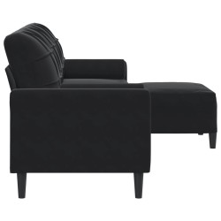 Canapé à 3 places avec repose-pieds Noir 210 cm Velours 