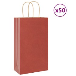 Sacs en papier 50 pcs avec poignées rouge 21x11x36 cm 