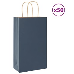 Sacs en papier 50 pcs avec poignées bleu 21x11x36 cm 