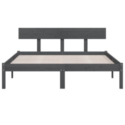 Cadre de lit sans matelas gris bois massif 140x200 cm 