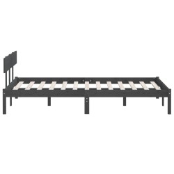 Cadre de lit sans matelas gris bois massif 140x200 cm 