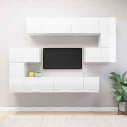 Ensemble de meubles TV 10 pcs Blanc Bois d'ingénierie 