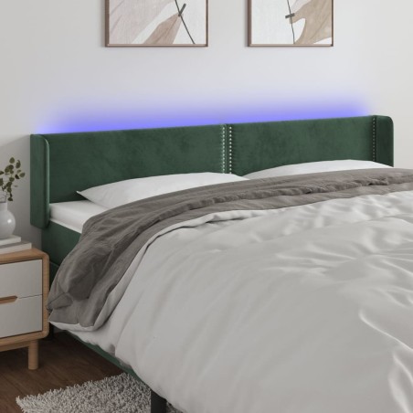 Tête de lit à LED Vert foncé 203x16x78/88 cm Velours 