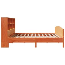 Lit bibliothèque sans matelas cire marron 180x200 cm pin massif 