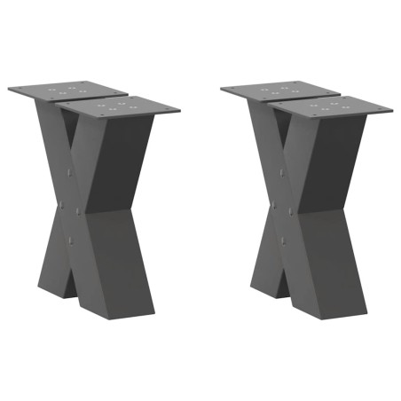Pieds de table basse en forme de X, 2 pièces, anthracite, 40 x (30-31) cm, acier 