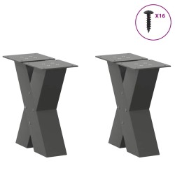 Pieds de table basse en forme de X, 2 pièces, anthracite, 40 x (30-31) cm, acier 