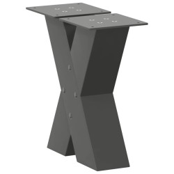 Pieds de table basse en forme de X, 2 pièces, anthracite, 40 x (30-31) cm, acier 