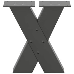 Pieds de table basse en forme de X, 2 pièces, anthracite, 40 x (30-31) cm, acier 