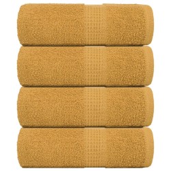 Serviettes d'invité 4 pcs doré 30x50 cm 360 g/m² 100% coton 