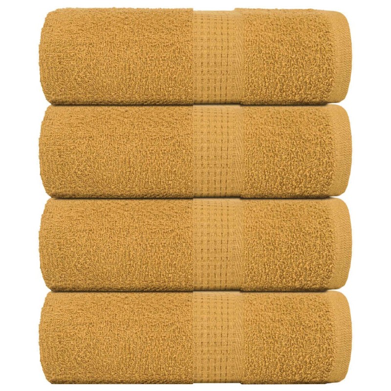 Serviettes d'invité 4 pcs doré 30x50 cm 360 g/m² 100% coton 