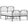 Cadre de lit métal sans matelas avec pied de lit noir 120x190cm 