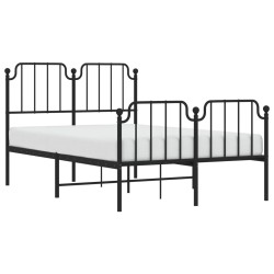 Cadre de lit métal sans matelas avec pied de lit noir 120x190cm 