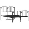 Cadre de lit métal sans matelas avec pied de lit noir 120x190cm 