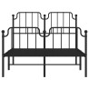 Cadre de lit métal sans matelas avec pied de lit noir 120x190cm 