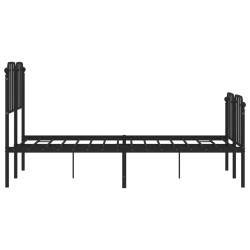 Cadre de lit métal sans matelas avec pied de lit noir 120x190cm 