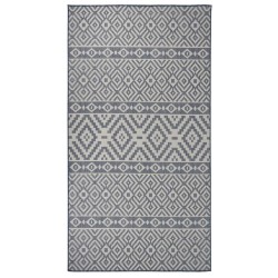 Tapis à tissage plat d'extérieur 80x150 cm Rayures bleues 