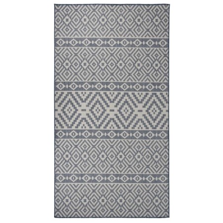 Tapis à tissage plat d'extérieur 80x150 cm Rayures bleues 