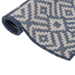 Tapis à tissage plat d'extérieur 80x150 cm Rayures bleues 