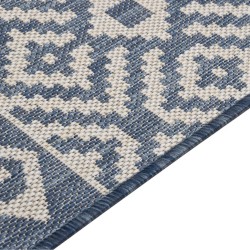 Tapis à tissage plat d'extérieur 80x150 cm Rayures bleues 