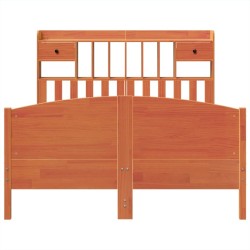 Lit bibliothèque sans matelas cire marron 150x200 cm pin massif 