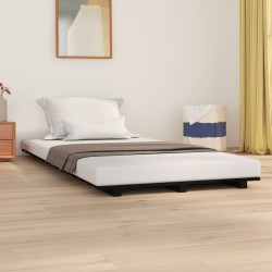 Cadre de lit sans matelas noir 75x190 cm bois de pin massif 