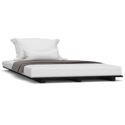 Cadre de lit sans matelas noir 75x190 cm bois de pin massif 