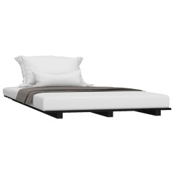Cadre de lit sans matelas noir 75x190 cm bois de pin massif 