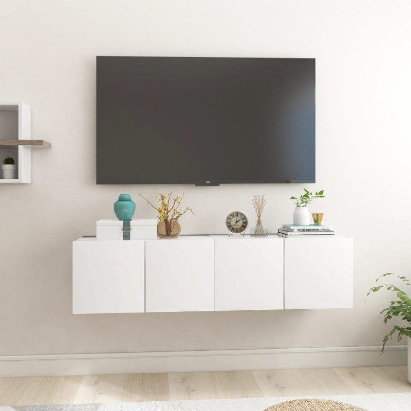 Meubles TV suspendus 2 pcs Blanc 60x30x30 cm Meubles TV suspendus 2 pcs Blanc 60x30x30 cm