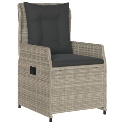 Ensemble à manger de jardin 3pcs coussins gris clair poly rotin 