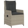 Ensemble à manger de jardin 3pcs coussins gris clair poly rotin 