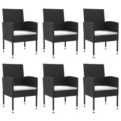 Ensemble à manger de jardin 7 pcs noir résine tressée et acier 