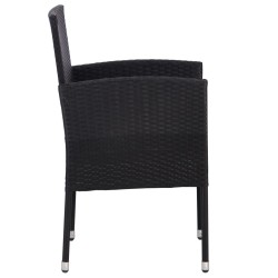 Ensemble à manger de jardin 7 pcs noir résine tressée et acier 