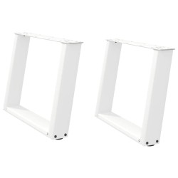 Pieds de table basse en U 2 pièces Blanc 60 x (42-43) cm Acier 