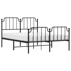 Cadre de lit métal sans matelas avec pied de lit noir 135x190cm 