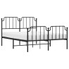 Cadre de lit métal sans matelas avec pied de lit noir 135x190cm 