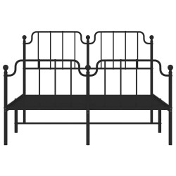 Cadre de lit métal sans matelas avec pied de lit noir 135x190cm 