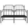 Cadre de lit métal sans matelas avec pied de lit noir 135x190cm 