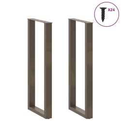 Pieds de table de bar en forme de U, 2 pièces, acier naturel, 50 x (110-111) cm 