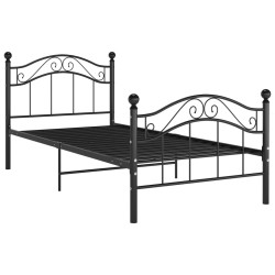Cadre de lit sans matelas noir métal 100x200 cm 