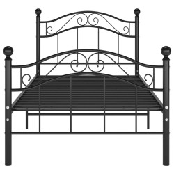 Cadre de lit sans matelas noir métal 100x200 cm 