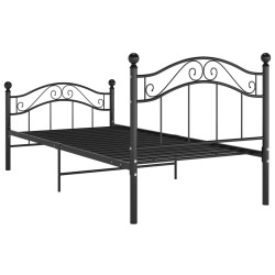 Cadre de lit sans matelas noir métal 100x200 cm 