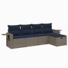 Salon de jardin 5 pcs avec coussins gris résine tressée 