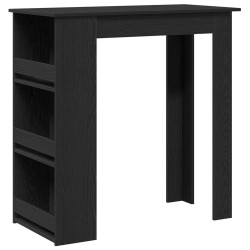 Table de bar avec étagère de rangement chêne noir 