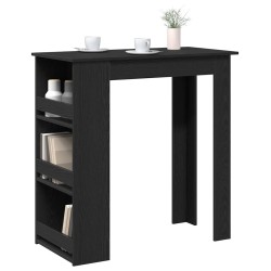 Table de bar avec étagère de rangement chêne noir 